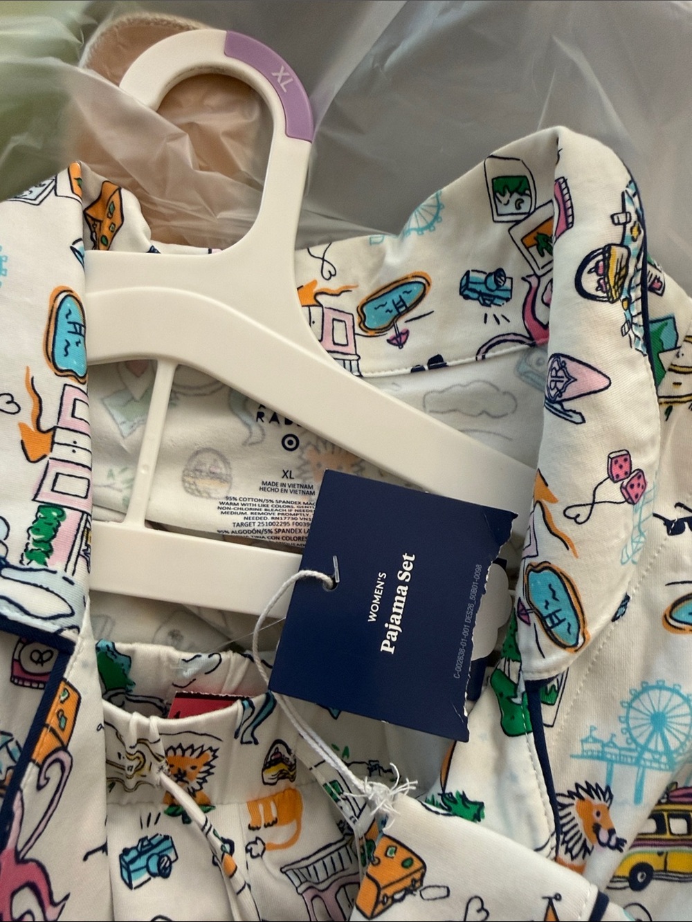 Roller Rabbit Target Pajama Set NWT Roadtrip Print Cotton Long XL - Picture 5 of 5